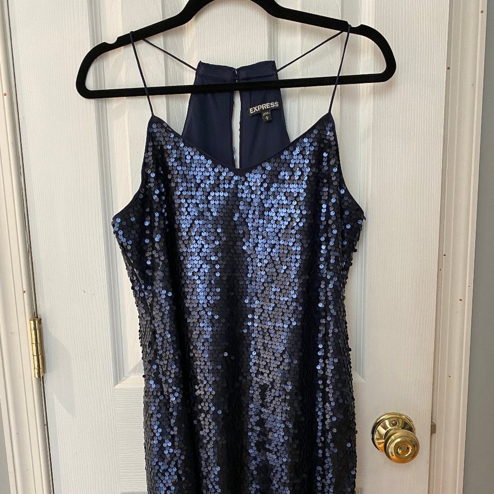 Express Navy Blue Sequins Dress